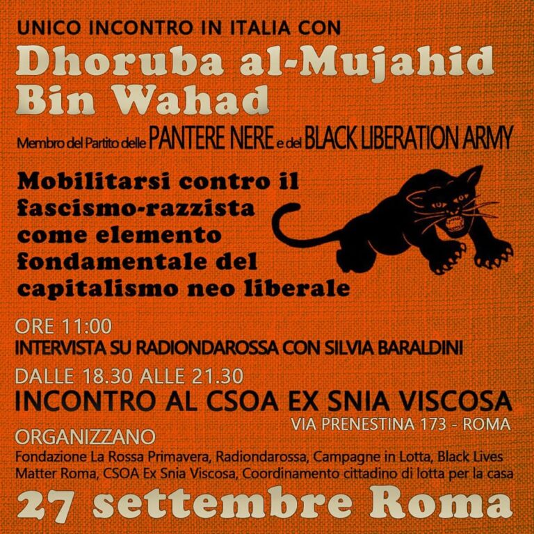 Unico incontro in Italia con Dhoruba al-Mujahid Bin Wahad