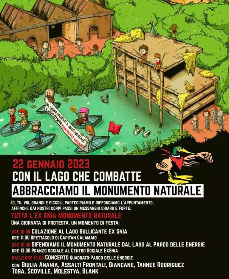 CON IL LAGO CHE COMBATTE ABBRACCIAMO IL MONUMENTO NATURALE | Festa Protesta