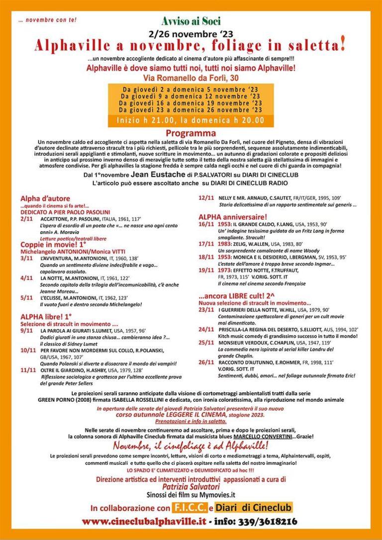 Alphaville a novembre, foliage in saletta!