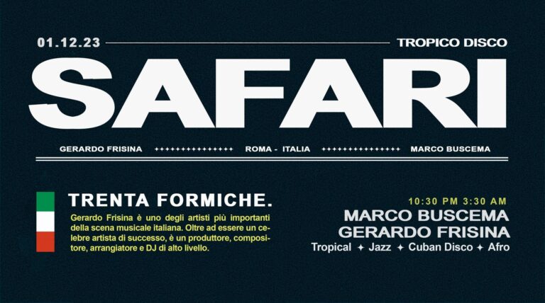 Tropico Disco Safari W/ ✦ Gerardo Frisina