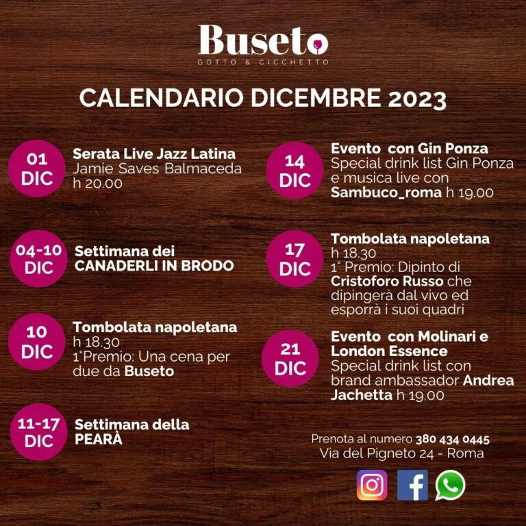 Eventi di Dicembre 2023