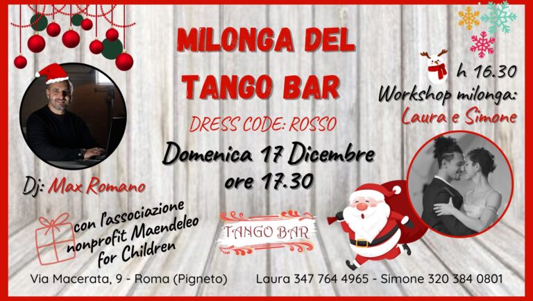 MILONGA DEL TANGO BAR Natalizia + Workshop Milonga