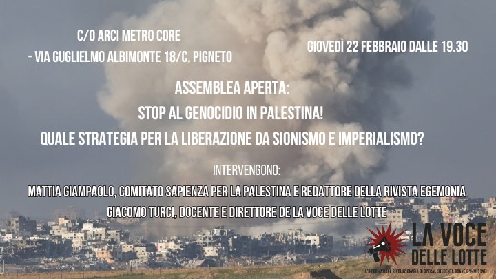 Stop al genocidio in Palestina! Quale strategia per la liberazione da sionismo e imperialismo?