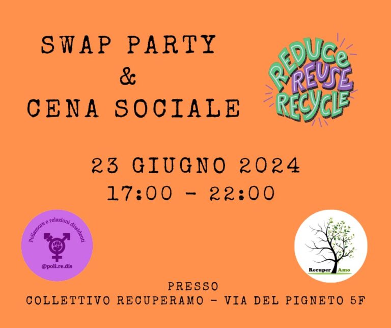 REDUCE-REUSE-RECYCLE | Swap Party & Cena Sociale | Con Poliredis, Collettivo Recuperamo e Nonna Roma