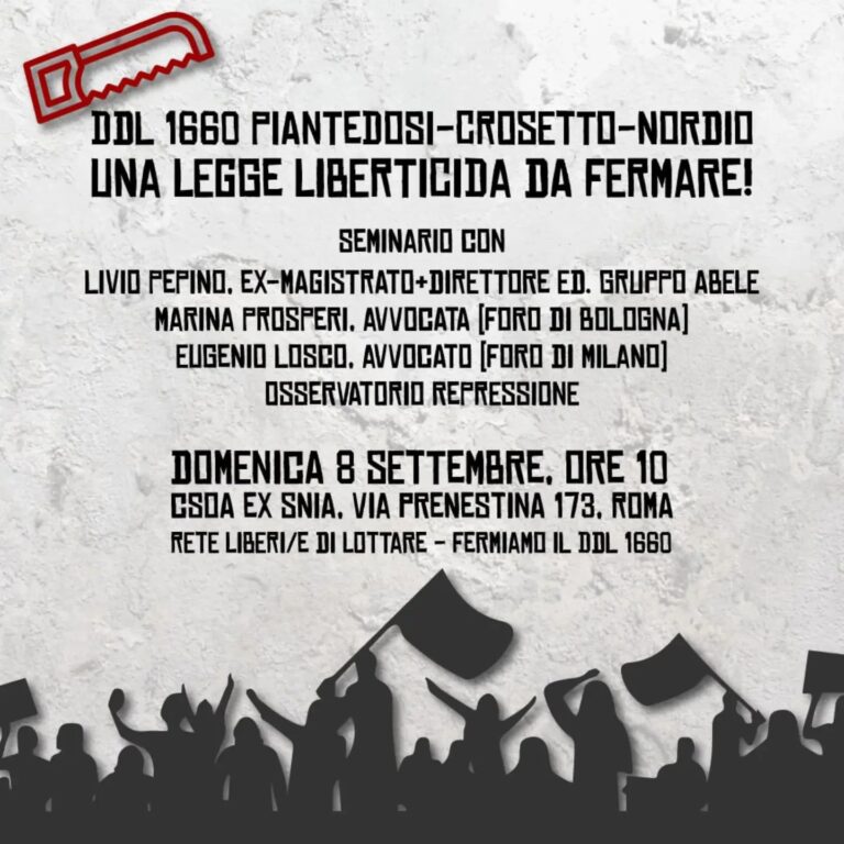 DDL 1660 Piantedosi-Crosetto-Nordio | Una legge liberticida da fermare!