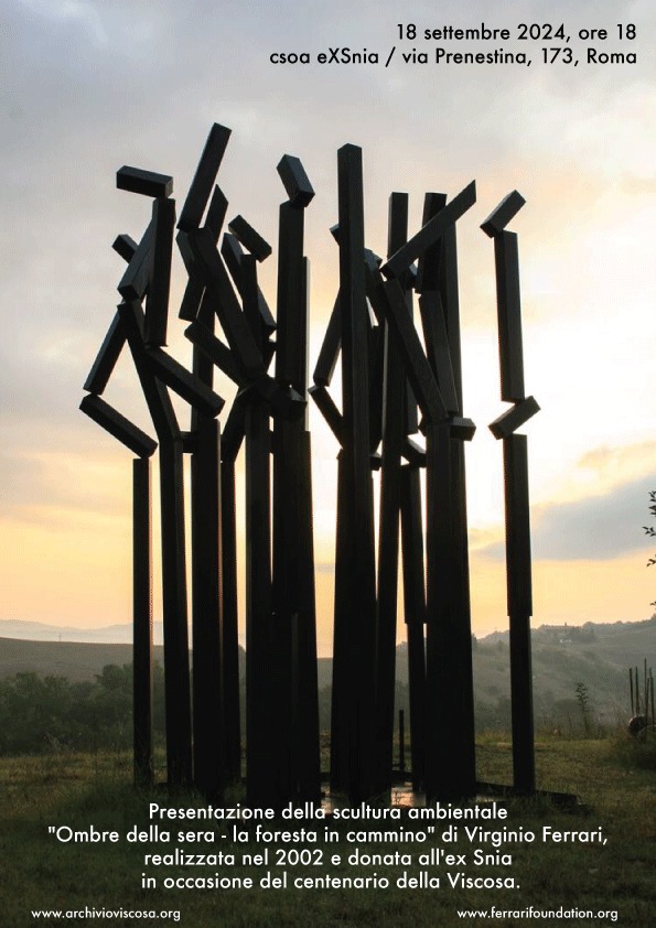Presentazione della scultura “Ombre della sera – la foresta in cammino” di Virginio Ferrari