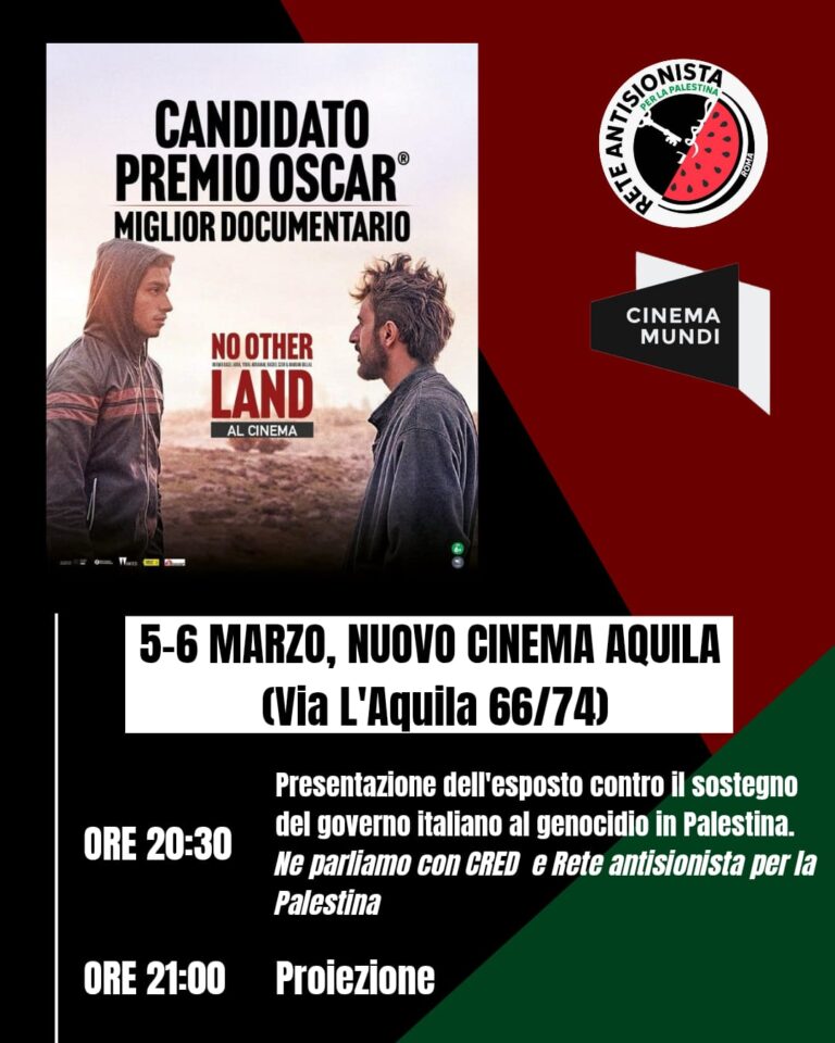 PROIEZIONE E DIBATTITO DI NO OTHER LAND
