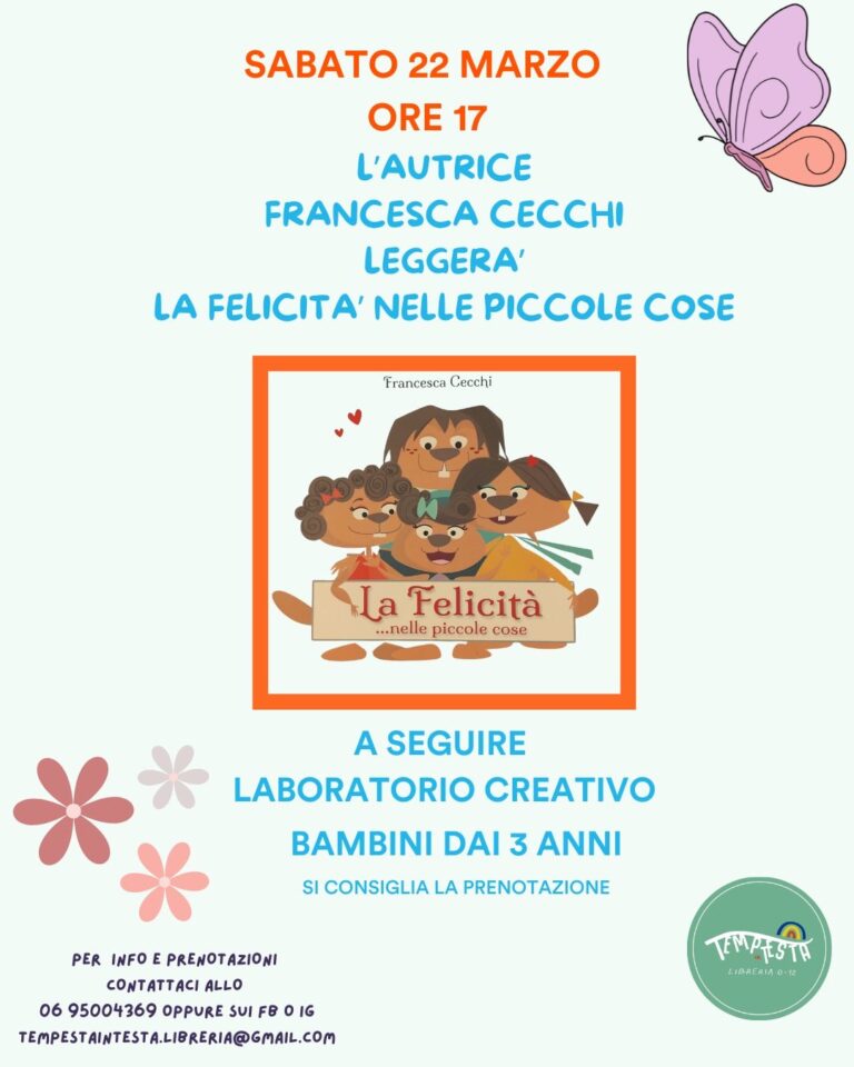 L’autrice Francesca Cecchi leggerà La Felicità nelle piccole cose