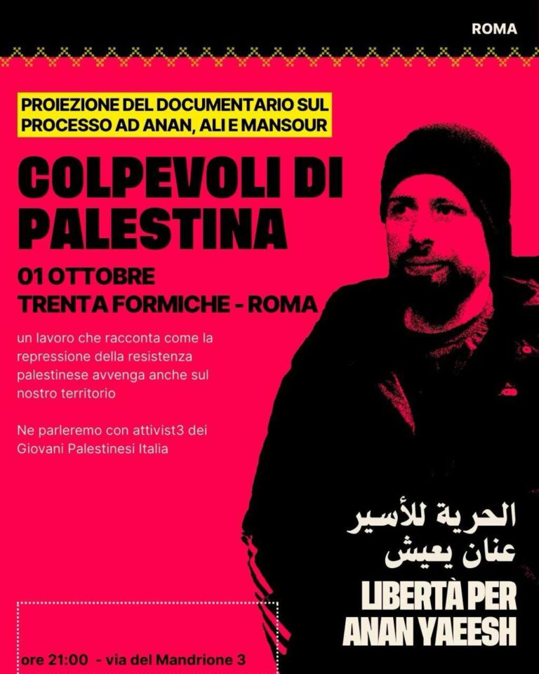 proiezione “Colpevoli di Palestina” ☈ Trenta Formiche