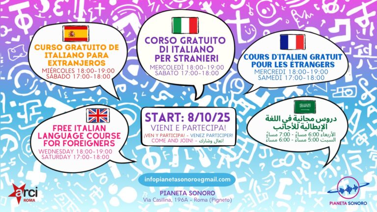 Corso gratuito di italiano per stranieri