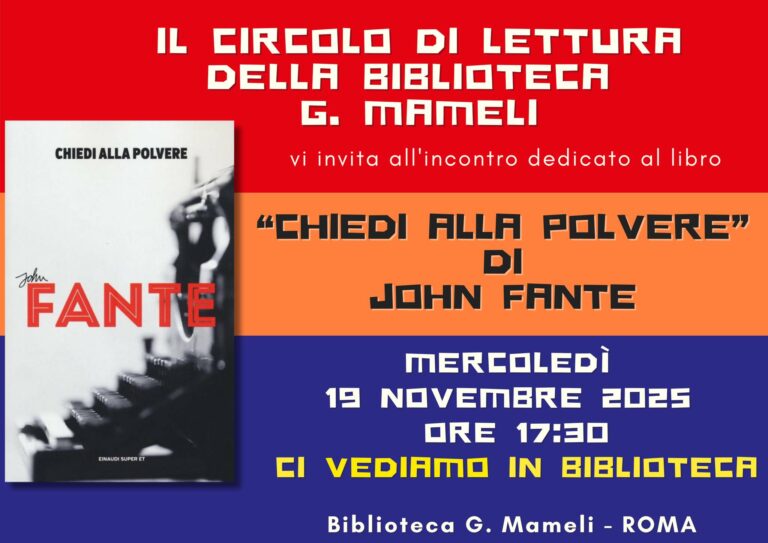 Appuntamento con il Circolo di Lettura della Biblioteca Goffredo Mameli