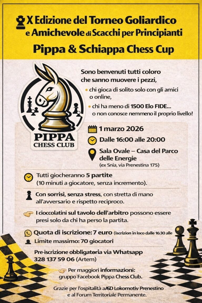 Decima edizione del torneo Pippa Chess Cup