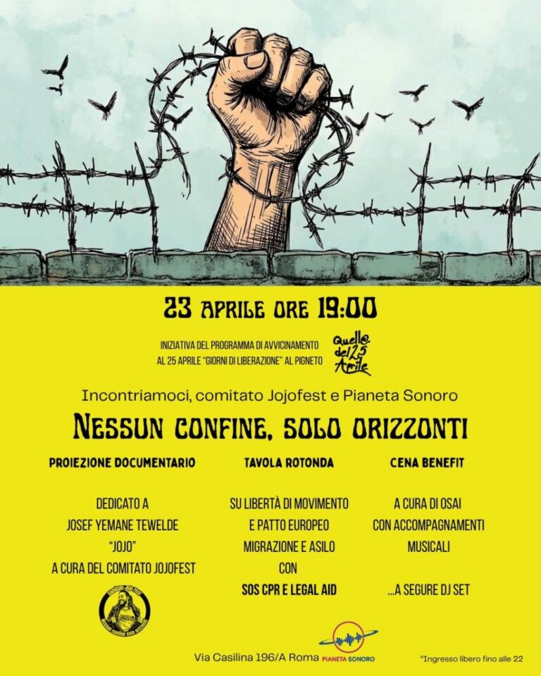 “Nessun confine solo orizzonti” – proiezione, dibattito e cena benefit