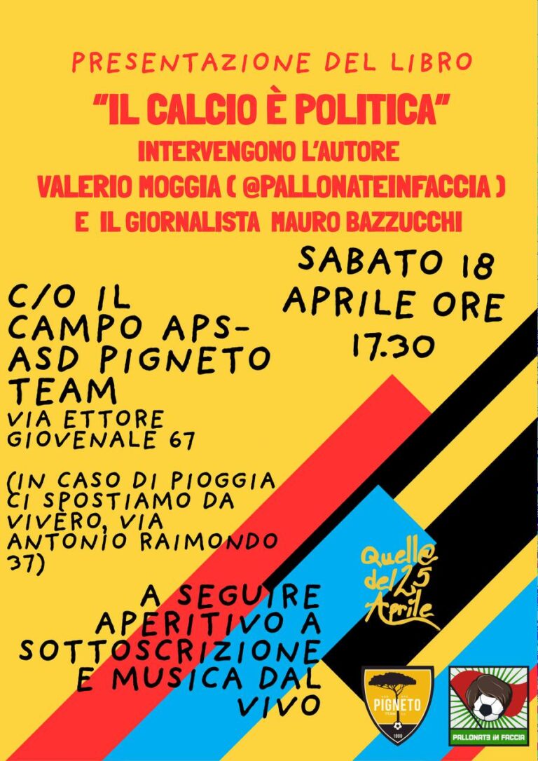 Presentazione libro “Il calcio è politica” di Valerio Moggia