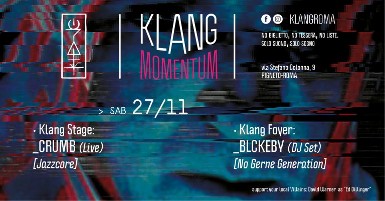 Klang Momentum presenta: Crumb (Live) + BLCKEBY (DJ Set)