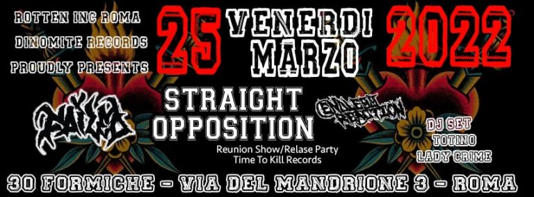 STRAIGHTOPPOSITION hc/reunion/releaseparty+Failed(hc)+Endless Reaction(punk)+djset Totino&Lady Crime