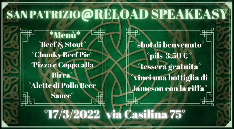 San Patrizio @Reload Speakeasy